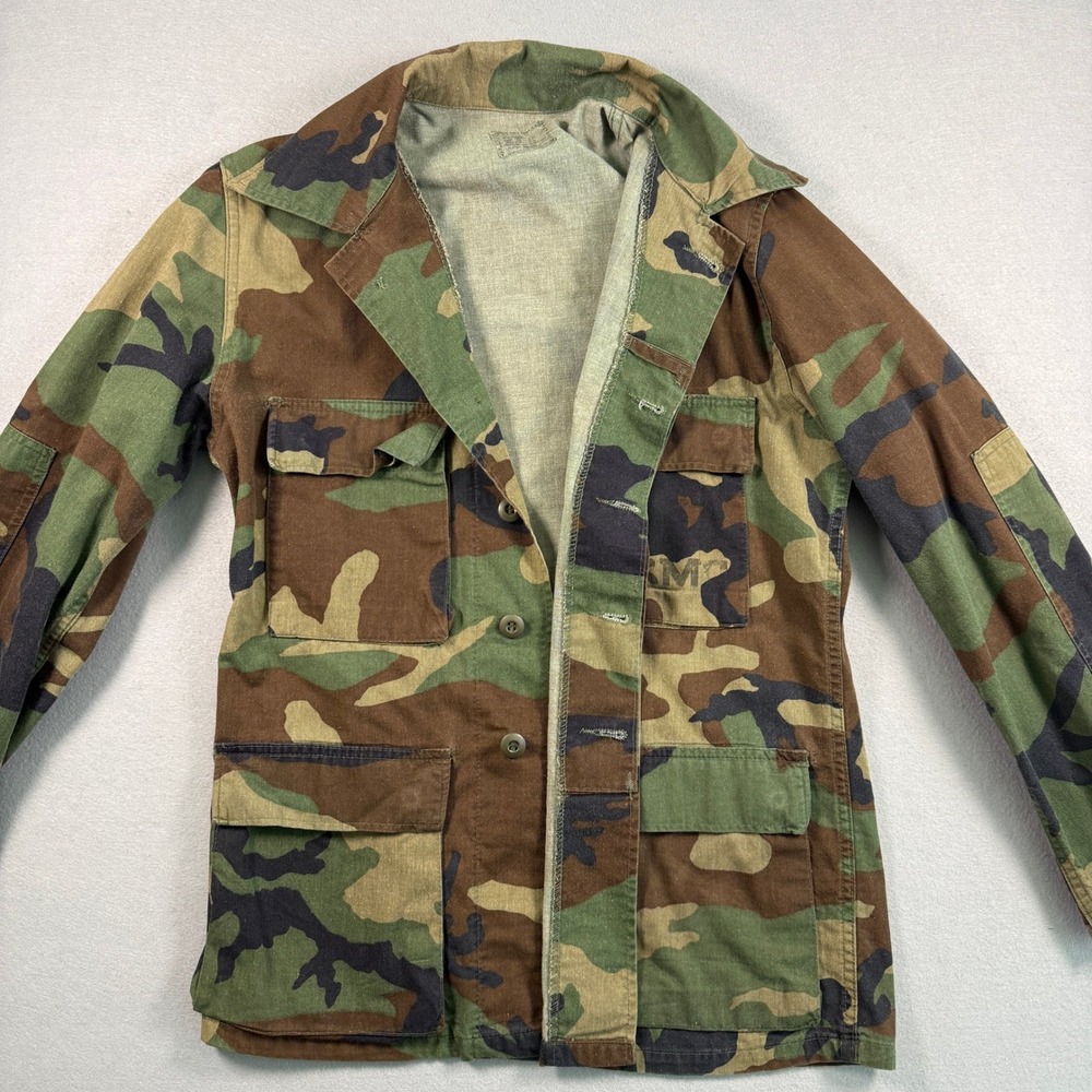 US Military BDU Field‎ Jacket Men's Small Woodland Camo Vintage 1980s Army